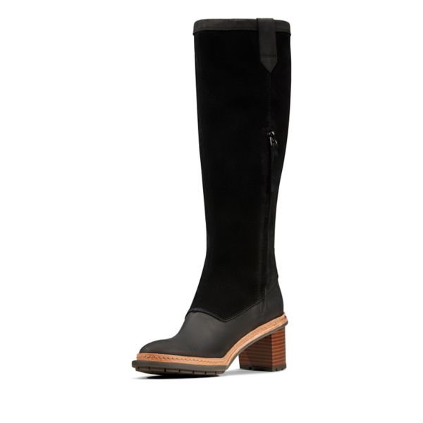 Clarks Womens Trace Mist Knee High Boots Black | UK-3521967